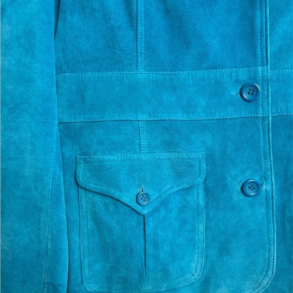 Liz Clairborne blue faux suede velour blazer, size M. - Picture 2 of 6